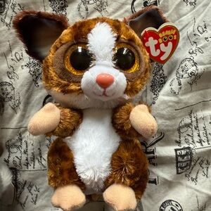 Ty Brown and White Plush with Big Eyes